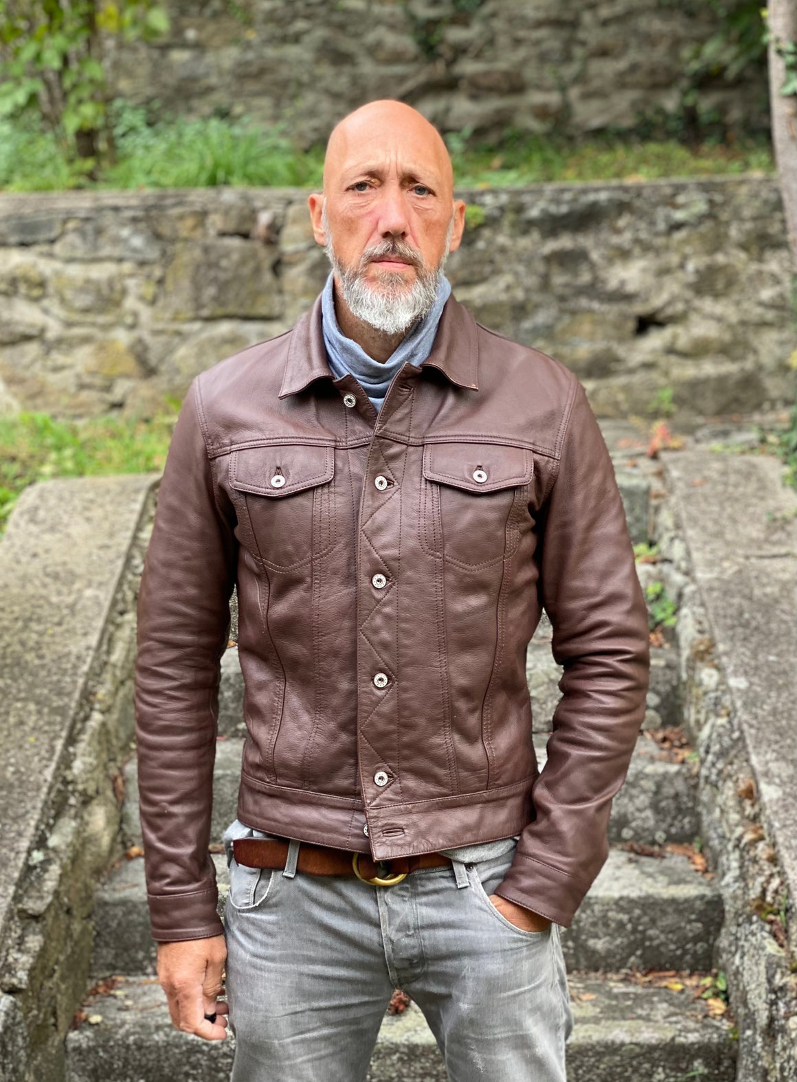 Men's Brown Trucker Leather Jacket