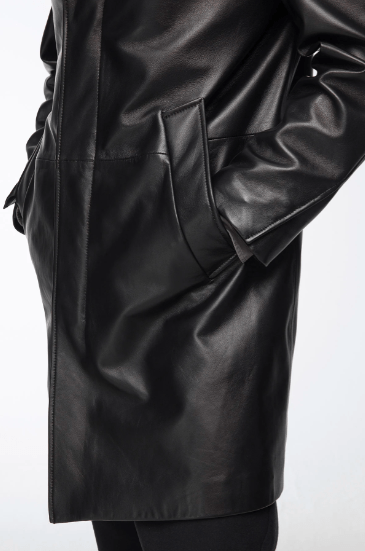 Men's Casual Leather Coat In Black