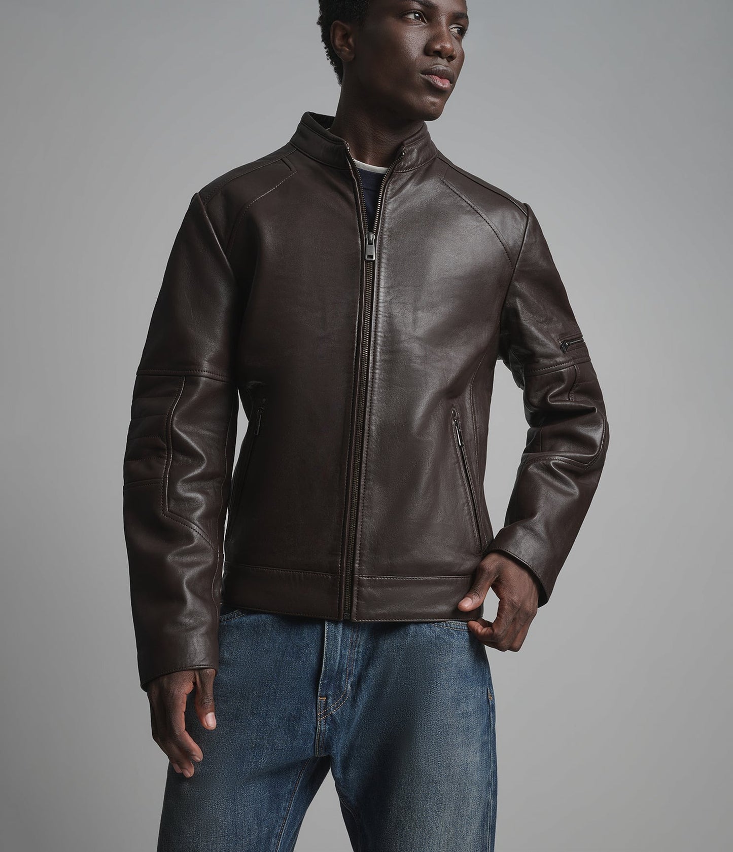 Men's Chocolate Brown Premium Leather Jacket
