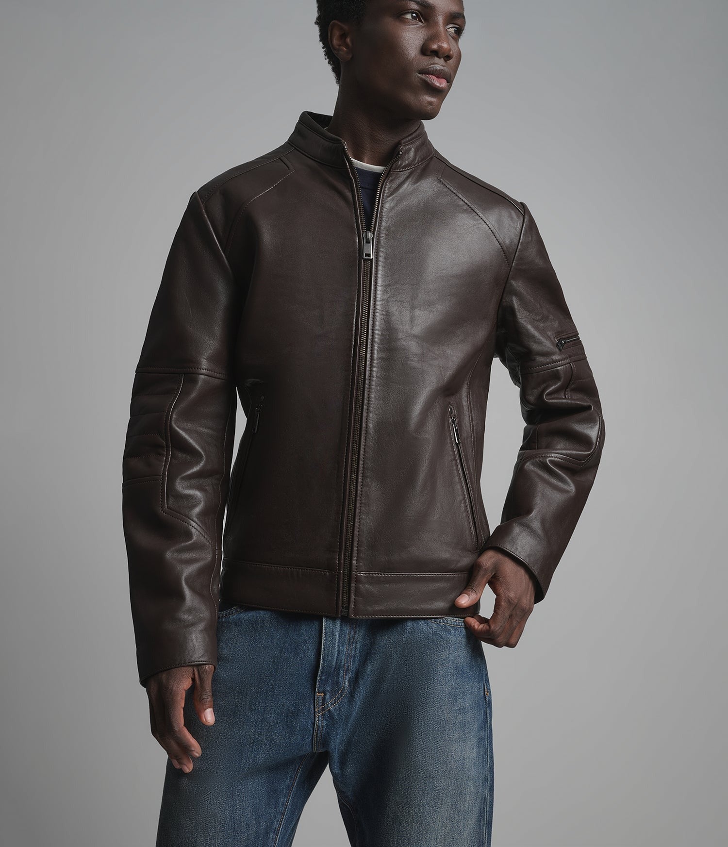 Men's Chocolate Brown Premium Leather Jacket