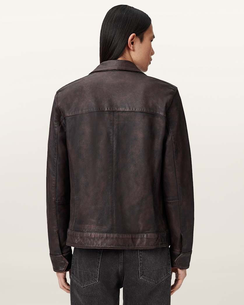 Men's Coffee Brown Distresed Leather Jacket