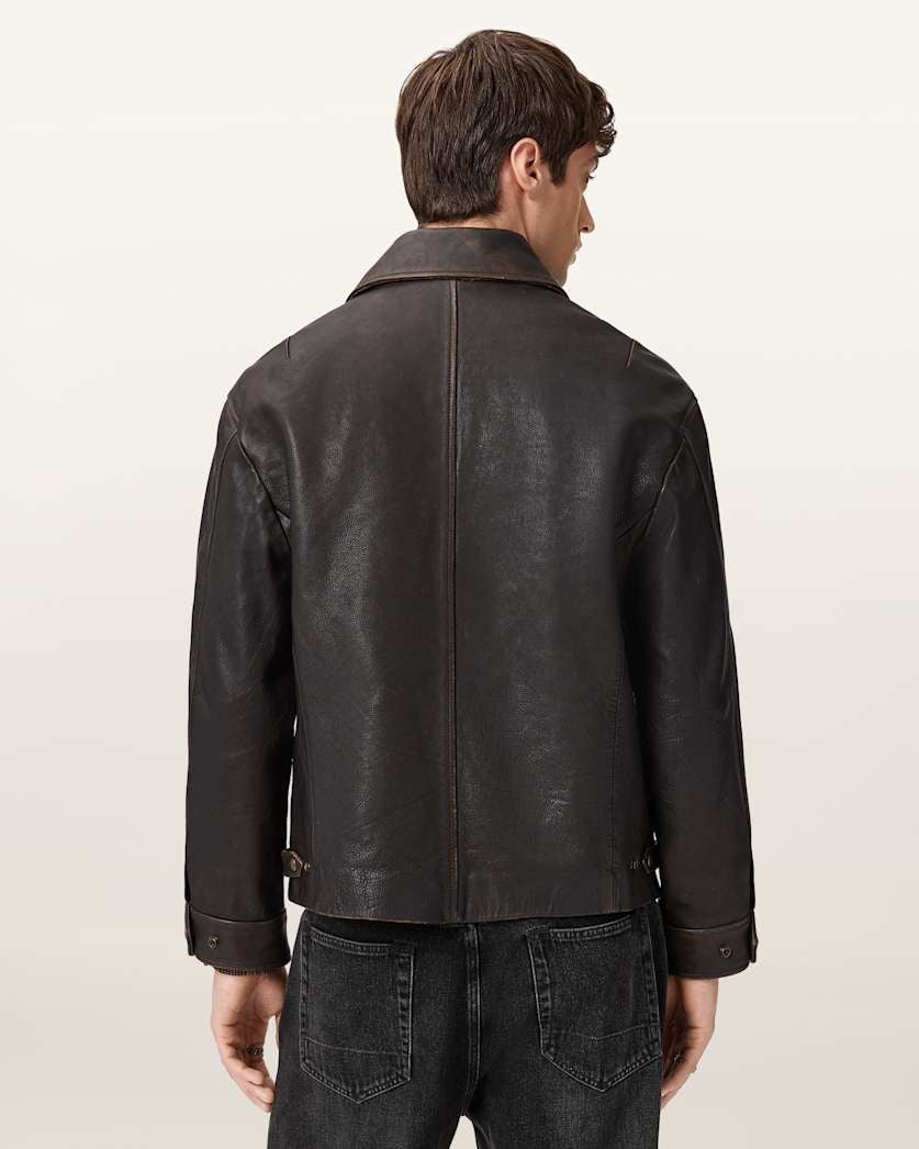 Men's Coffee Brown DIstressed Biker Leather Jacket