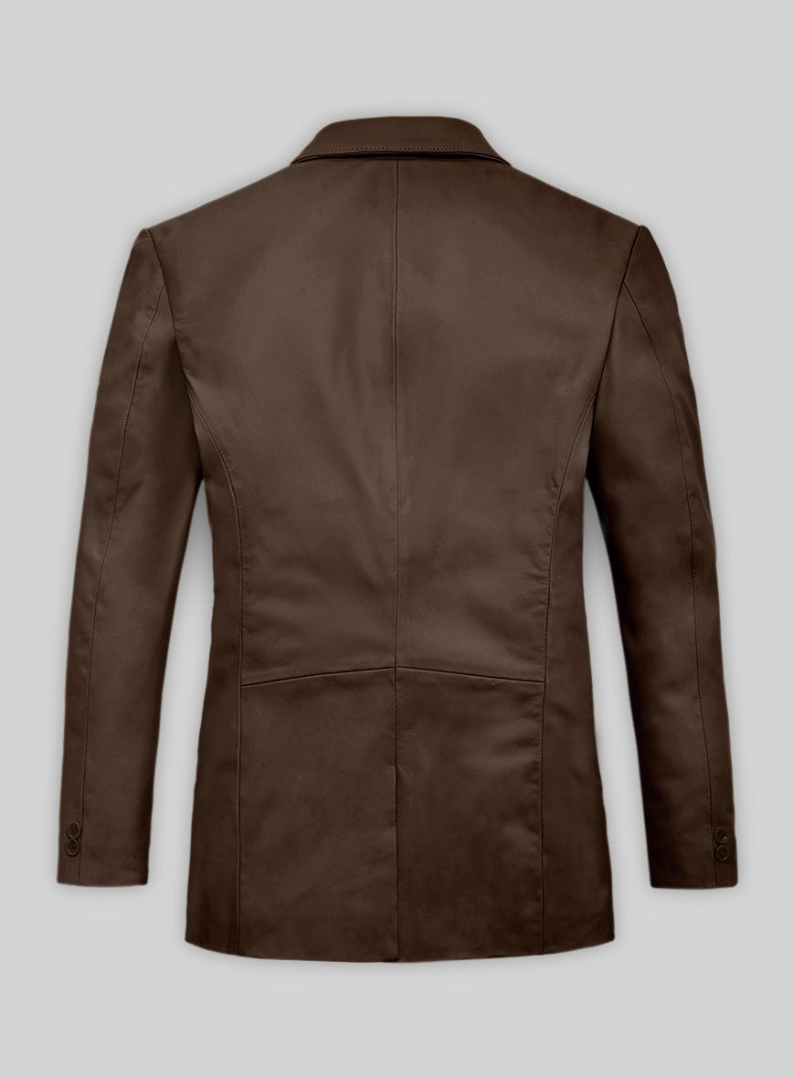 Men's Coffee Brown Leather Blazer