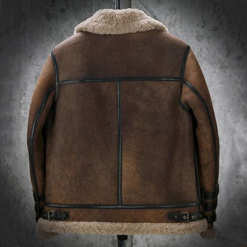 Men's Dark Brown B3 Aviator Shearling Leather Jacket - Arcane Fox