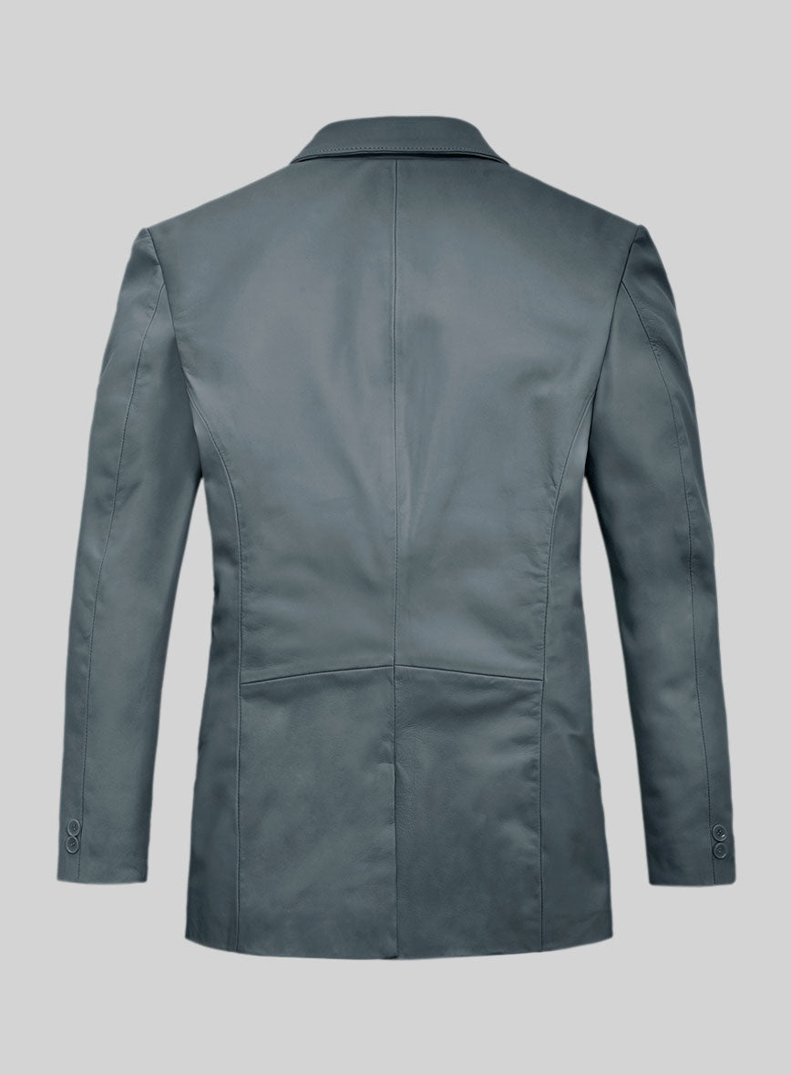 Men's Gray Leather Blazer