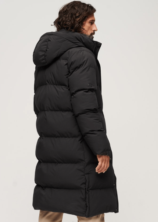 Men's Hooded Puffer Trench Coat In Black - Arcane Fox Men's Hooded Puffer Trench Coat In Black - Arcane Fox