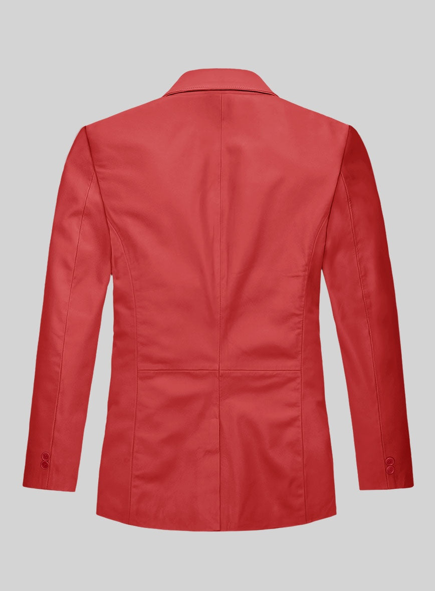 Men's Red Leather Blazer