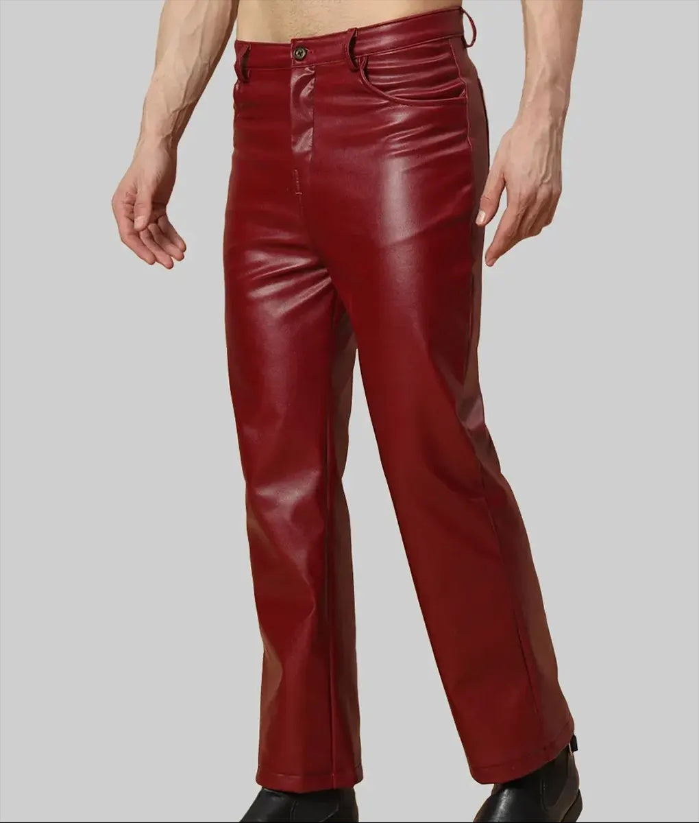 Men's Red Leather Pant