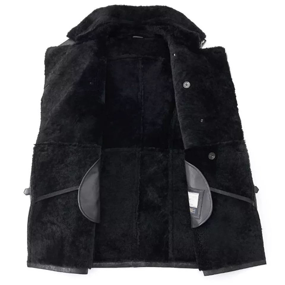Men's Shearling Coat In Black