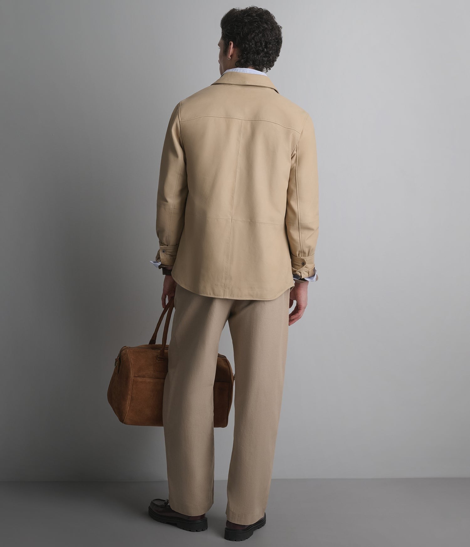 Men's Tan Full Sleeve Leather Shirt - Arcane Fox