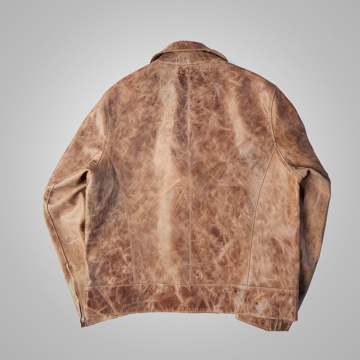Men's Vintage Brown Distressed Leather Jacket