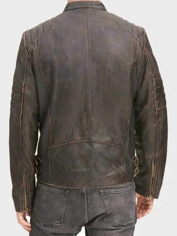 Men's Vintage Cafe Racer Leather Jacket In Dark Brown