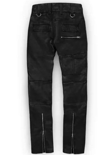 Men's Black Biker Leather Pant