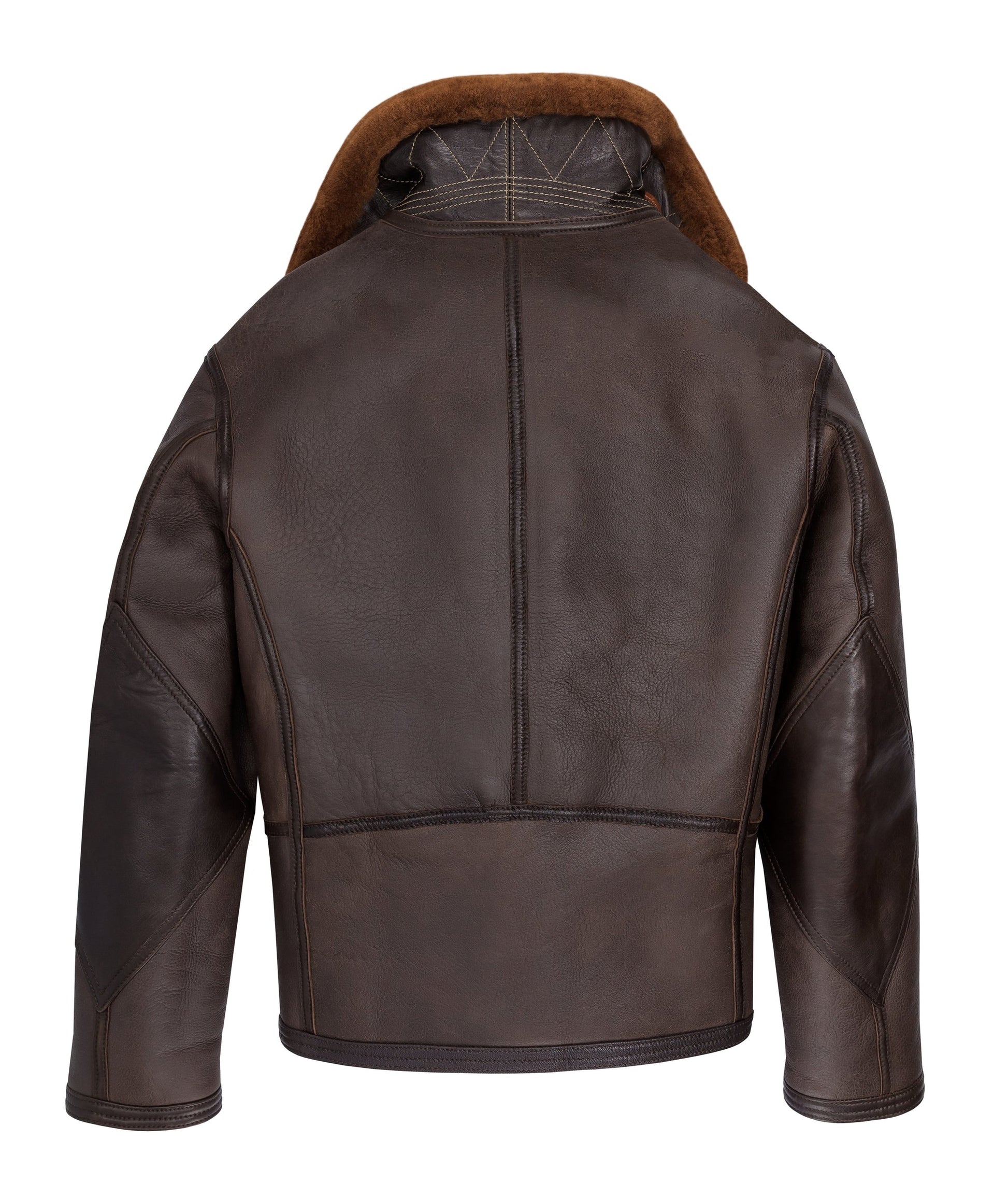 Men's Brown Fur Aviator Leather Jacket