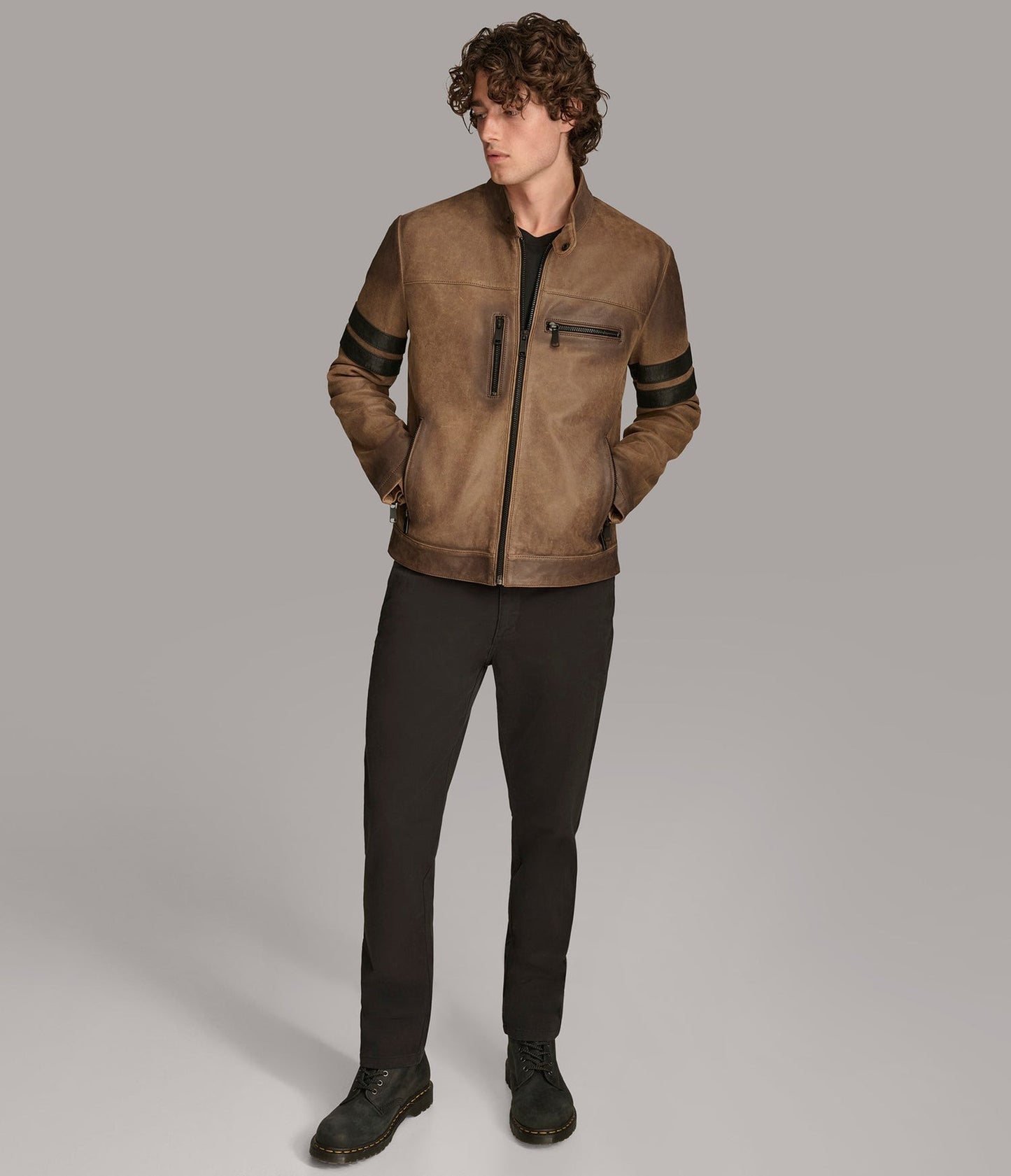 Men's Brown Distressed Motorcycle Leather Jacket
