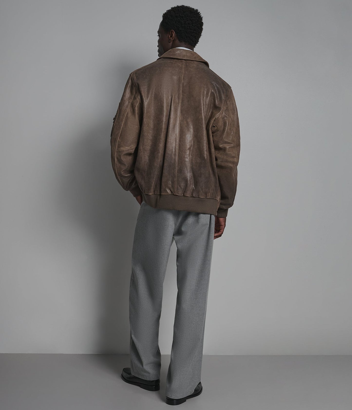 Men's Brown Harrington Distressed Leather Jacket