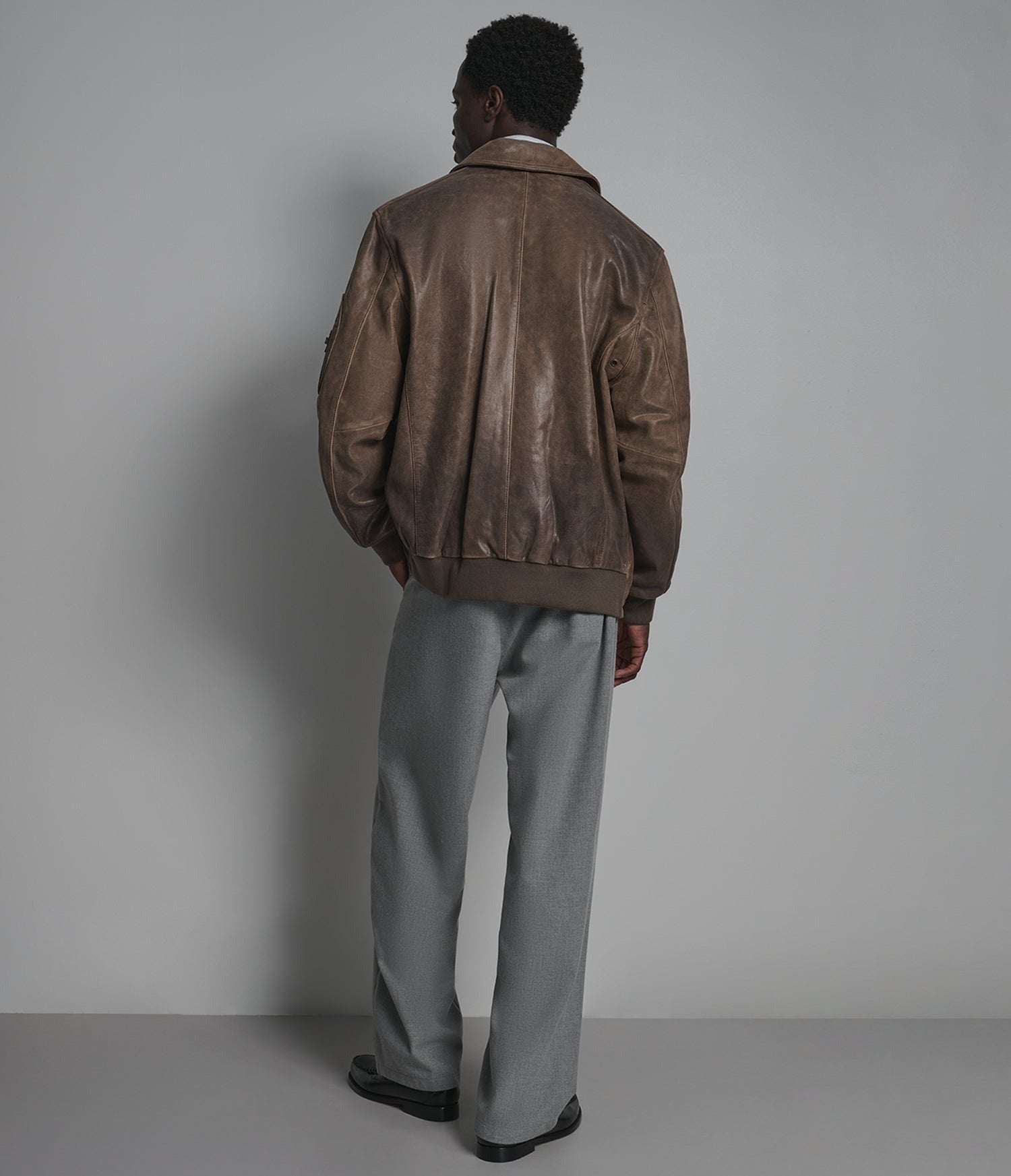 Men's Brown Harrington Distressed Leather Jacket