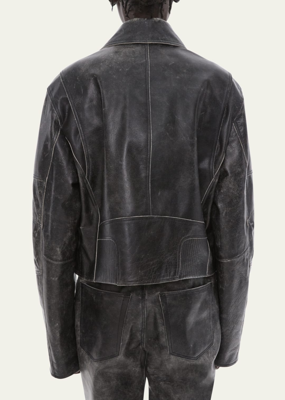 Men's Distressed Vintage Leather Jacket In Black