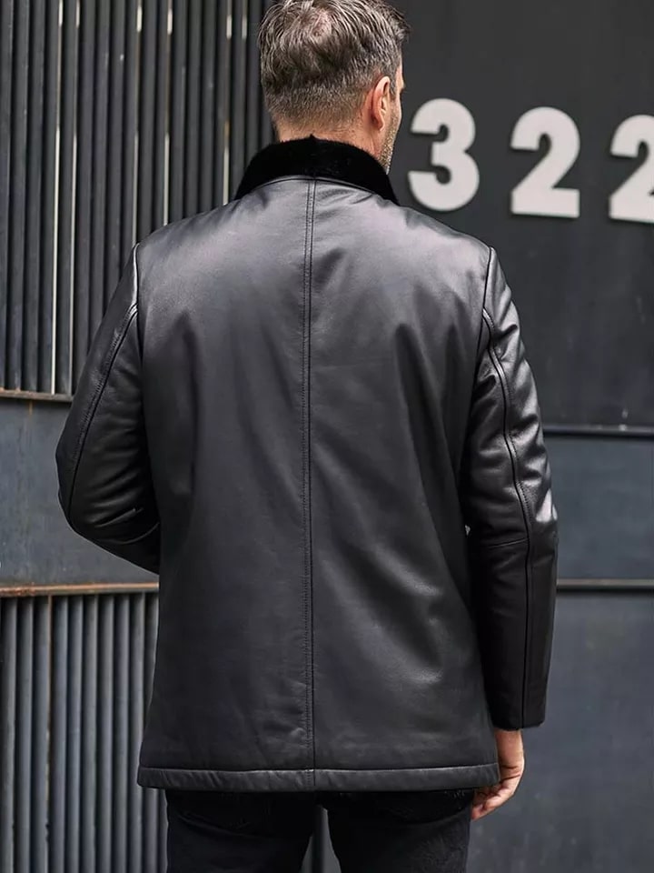 Men's Double Sided Shearling Coat In Black