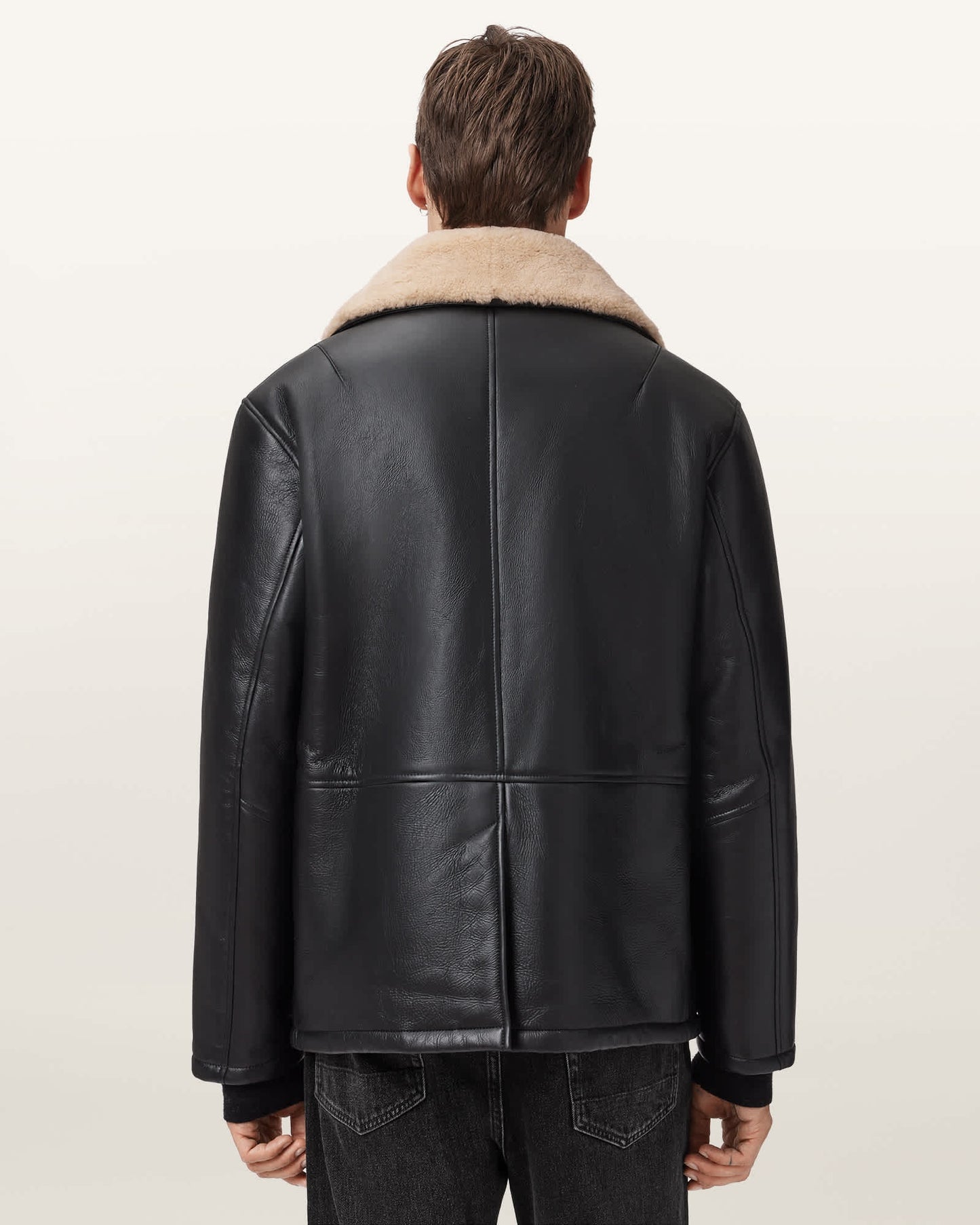Men's Sheepskin Fur Black Leather Jackets