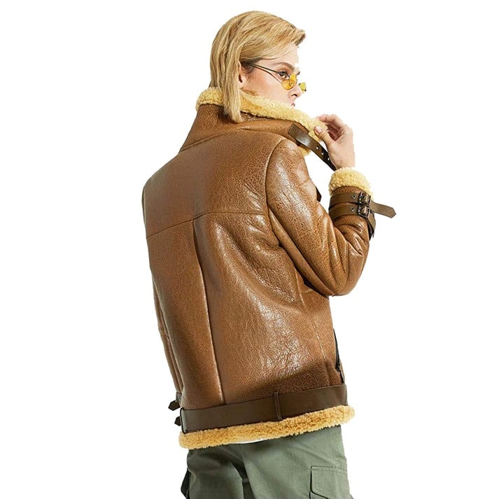 Arcane Fox - Women's B3 Sheepskin Leather Jacket In Brown