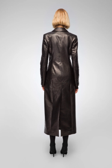 Women's Blazer Leather Coat In Black