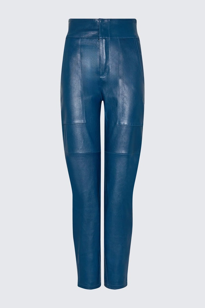 Women's Royal Blue Leather Pant