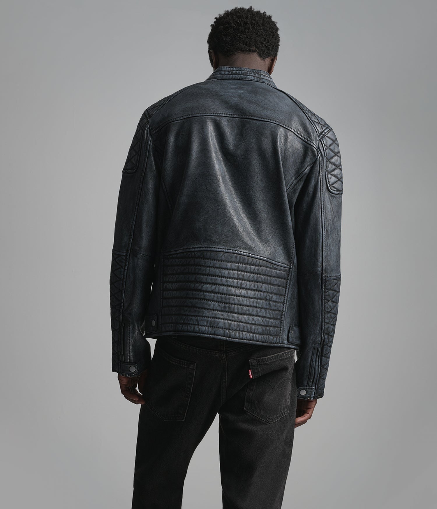 Men's Black Leather Cafe Racer Jacket