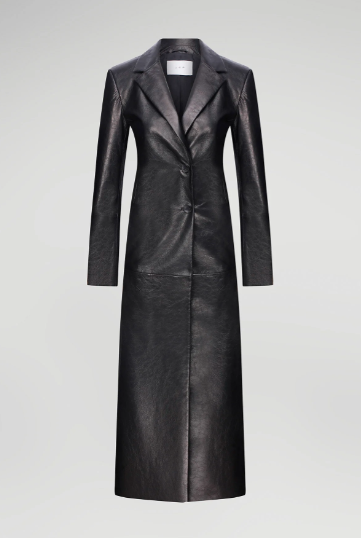 Women's Blazer Leather Coat In Black