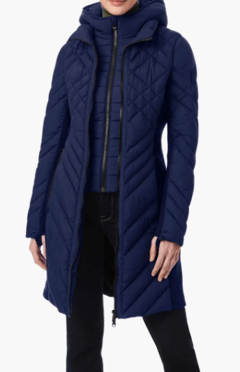 Arcane Fox - Women's Hooded Puffer Quilted Coat In Blue