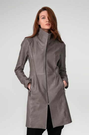 Women's Leather Coats In Gray