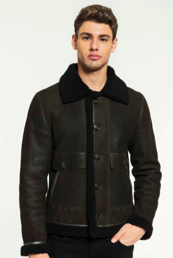 Men's Aviator B3 Shearling leather jacket In Dark Brown