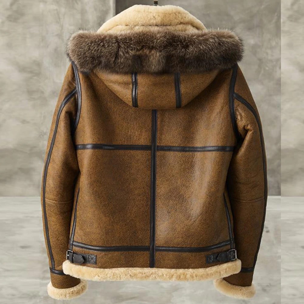 Men's B3 Parka Shearling Leather Jacket In Brown - Arcane Fox