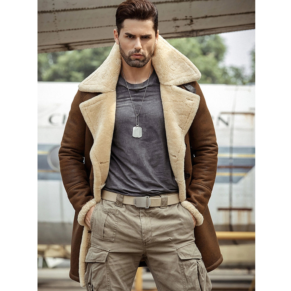 Men's B7 Bomber Sheepskin Coat In Brown
