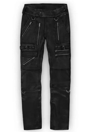 Men's Black Biker Leather Pant