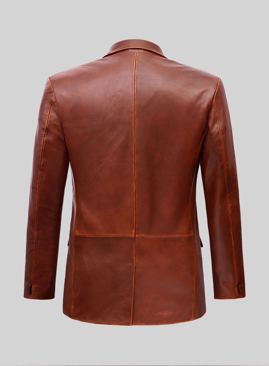 Men's Brown DIstressed Leather Blazer