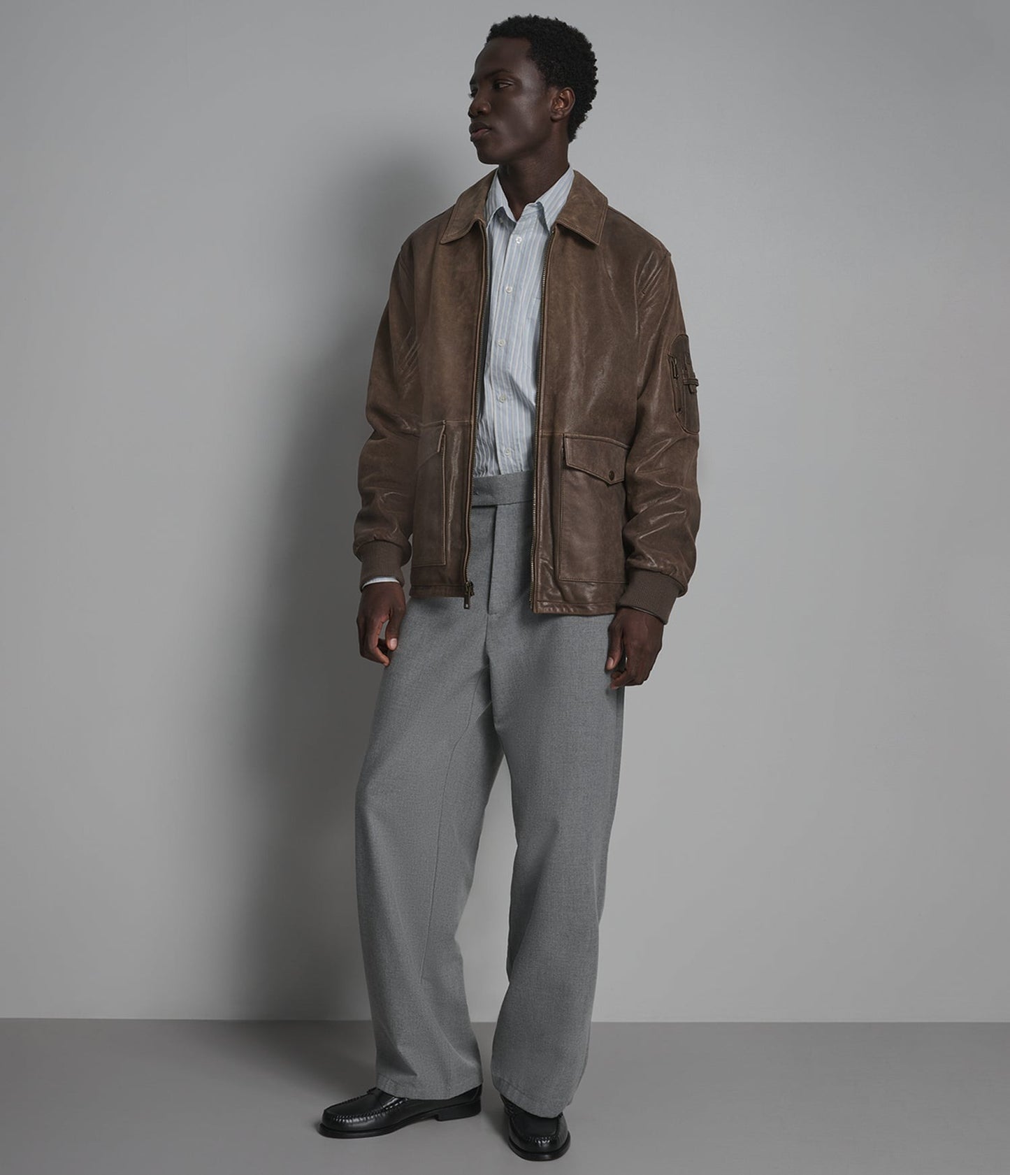 Men's Brown Harrington Distressed Leather Jacket