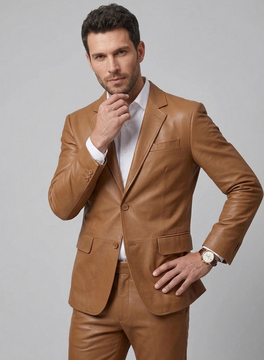 Men's Brown Leather Blazer
