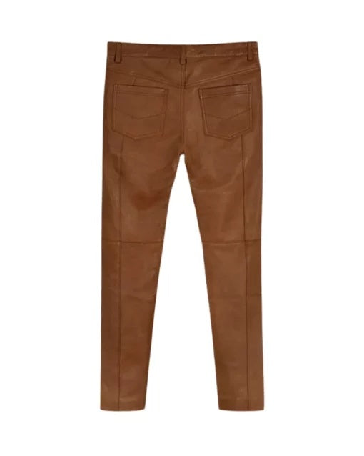 Men's Brown Leather Motorcycle Pant