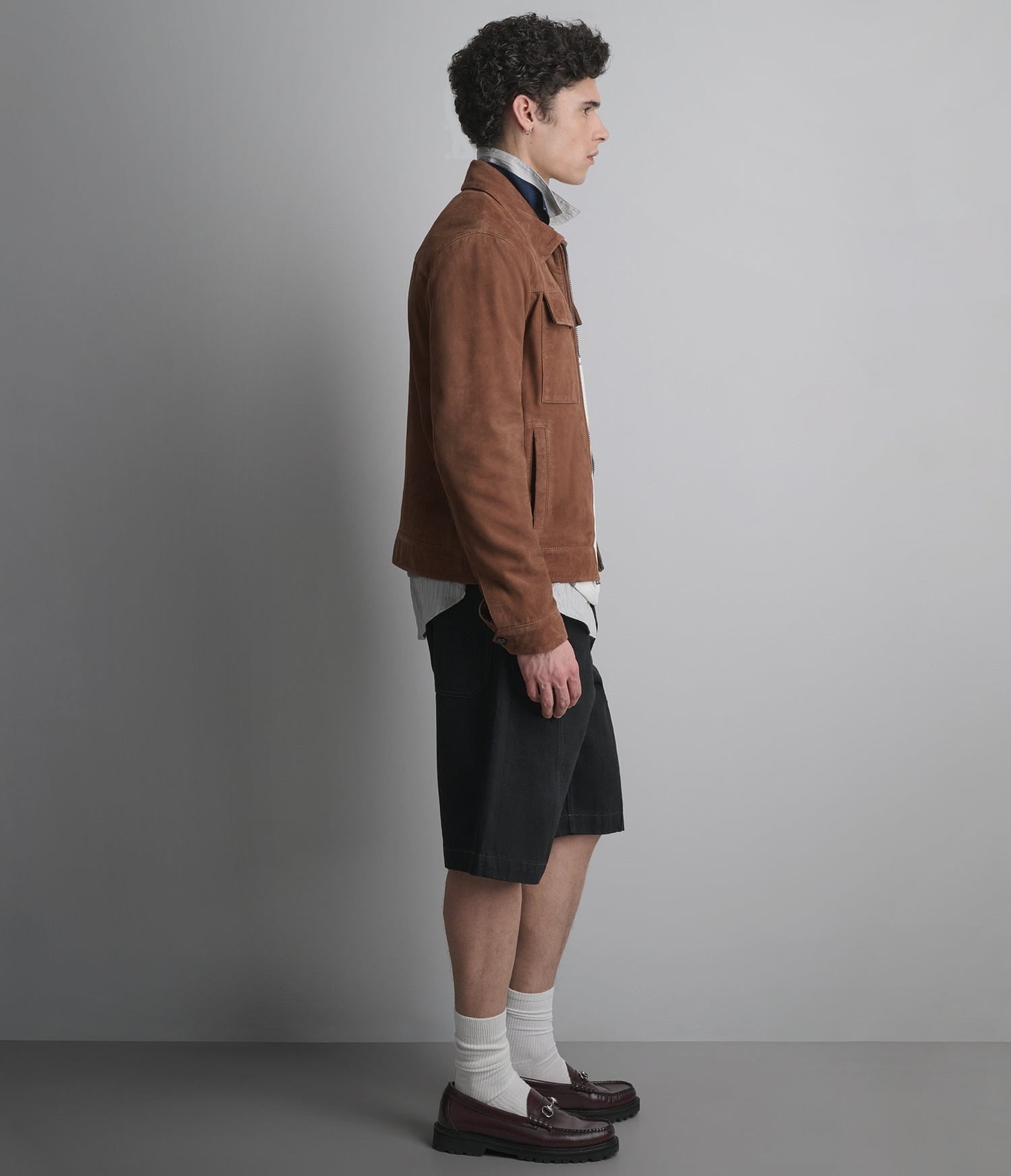 Men's Brown Trucker Suede Leather Jacket - Arcane Fox