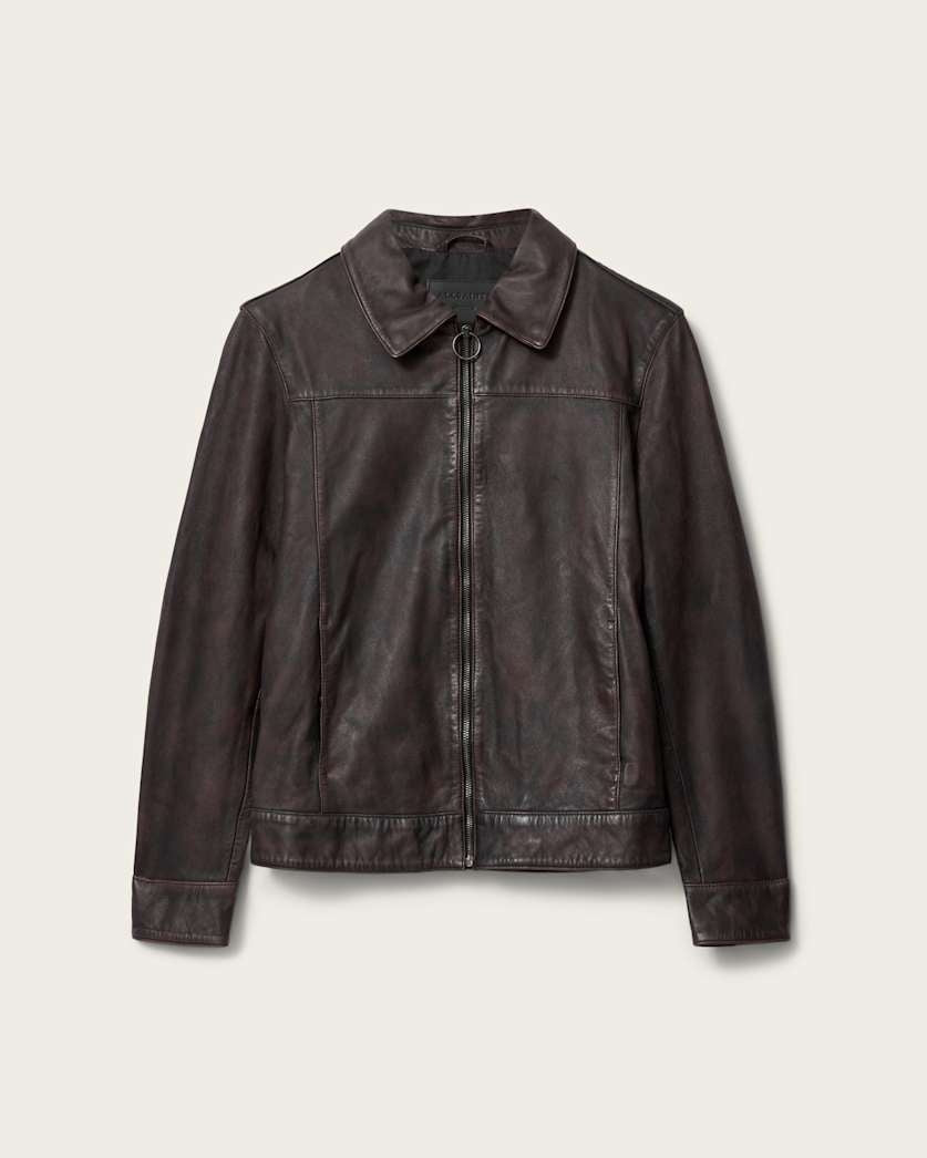 Men's Coffee Brown Distresed Leather Jacket