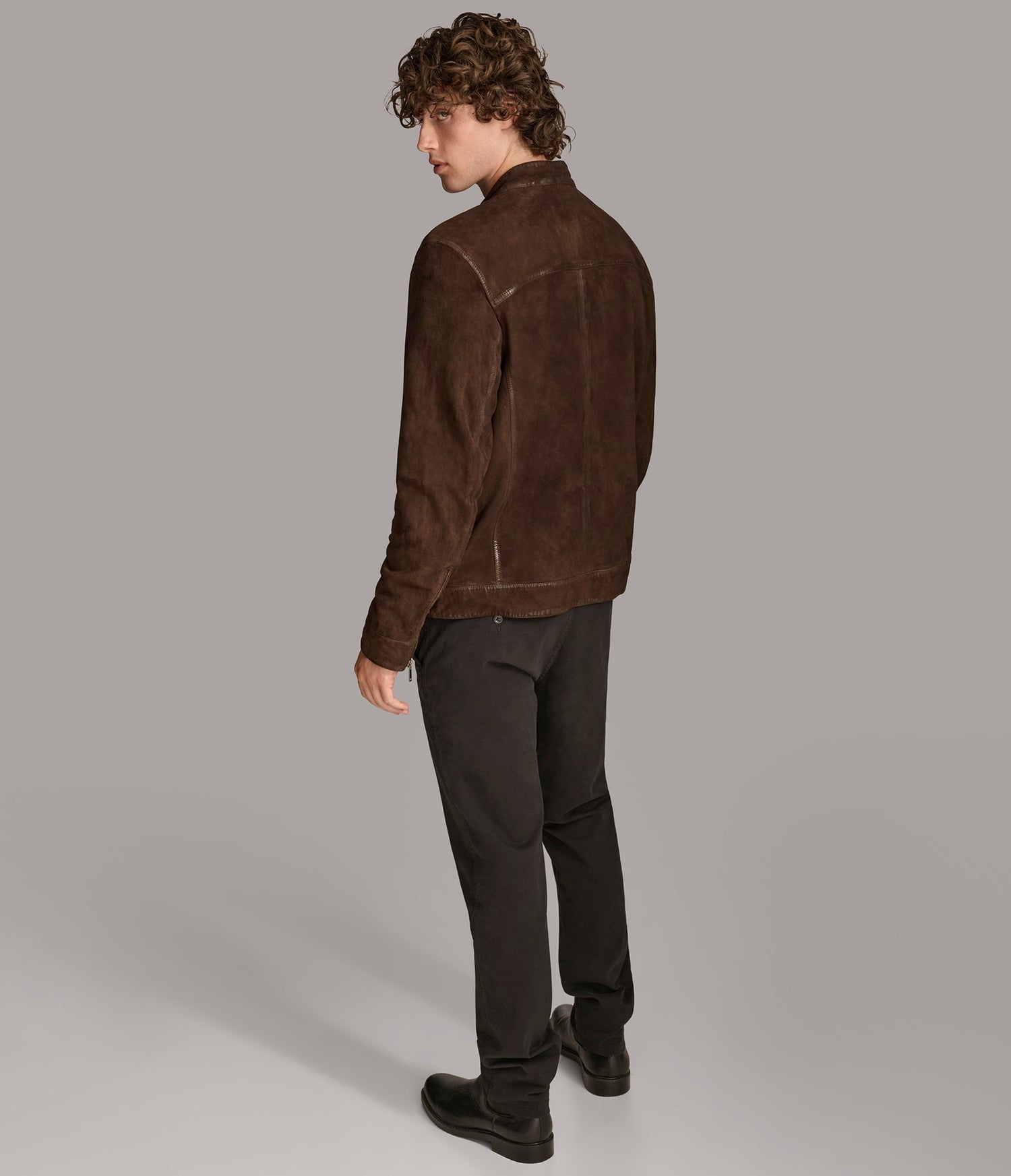 Men's Dark Brown Motorcycle Suede Leather Jacket