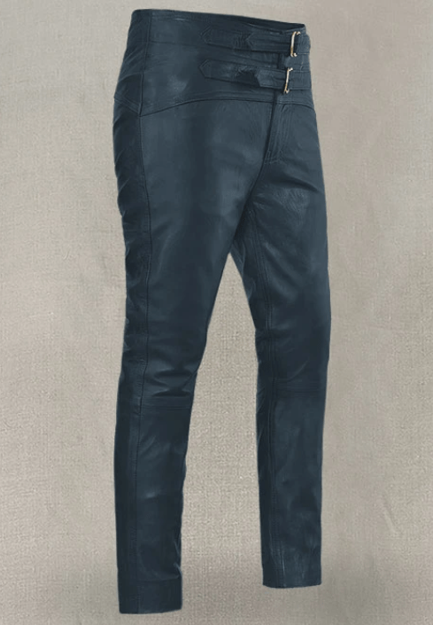 Men's Leather Pant In Royal Blue