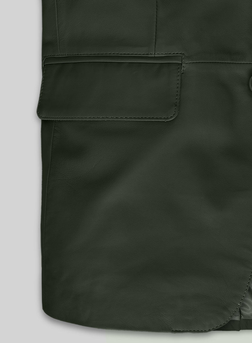 Men's Green Leather Blazer