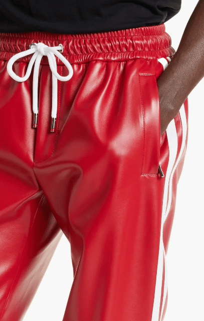 Men's Leather Pant In Red