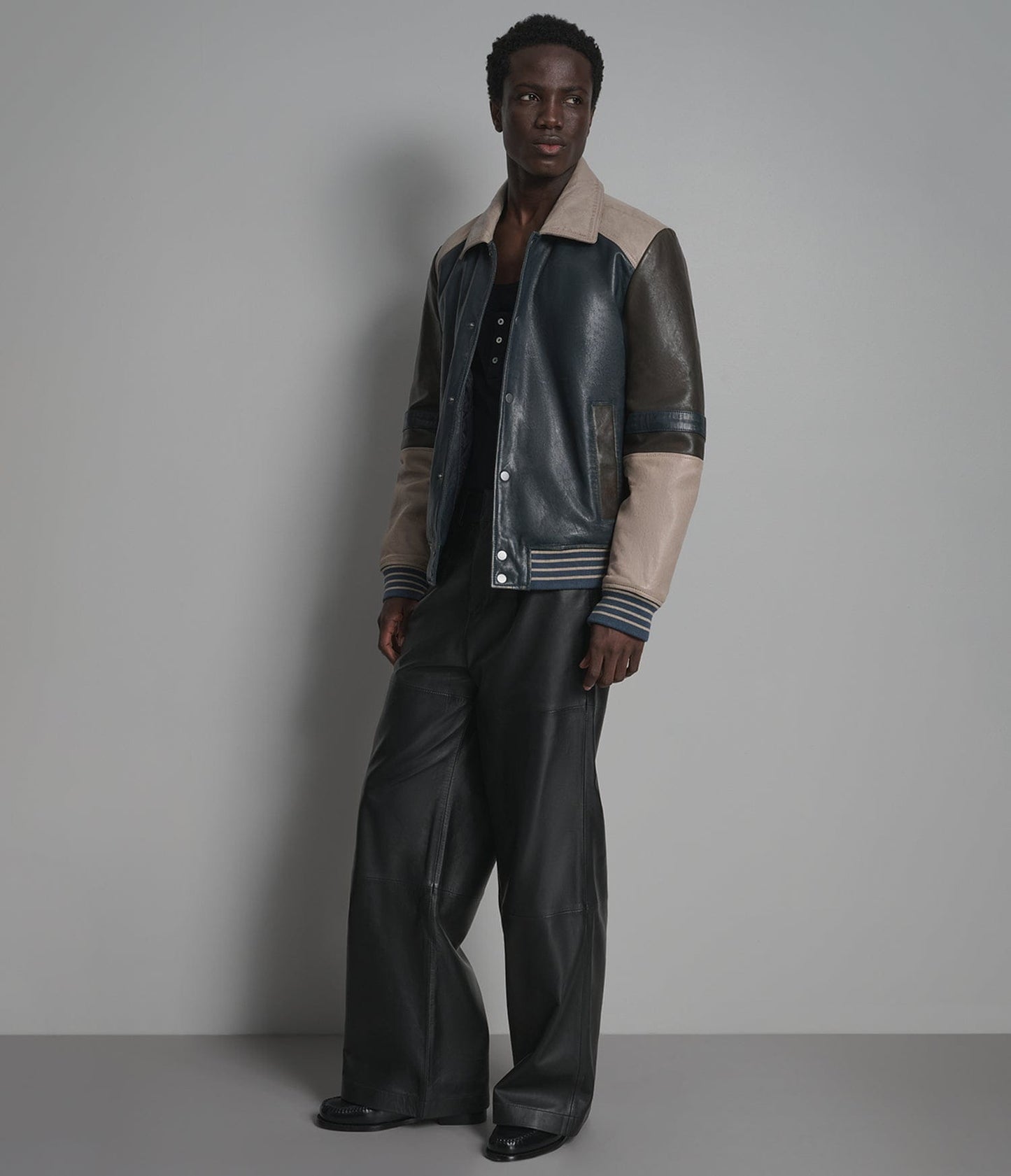 Men's Multi Color Bomber Leather Jacket - Arcane Fox
