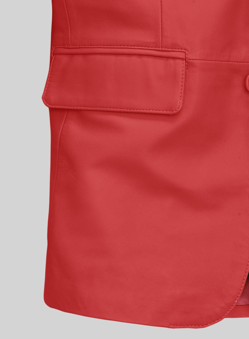 Men's Red Leather Blazer