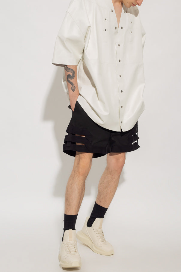 Men's White Oversized Leather Shirt In Half Sleeve