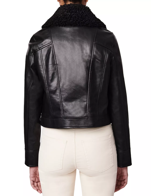 Arcane Fox - Women's Aviator Shearling Leather Jacket In Black