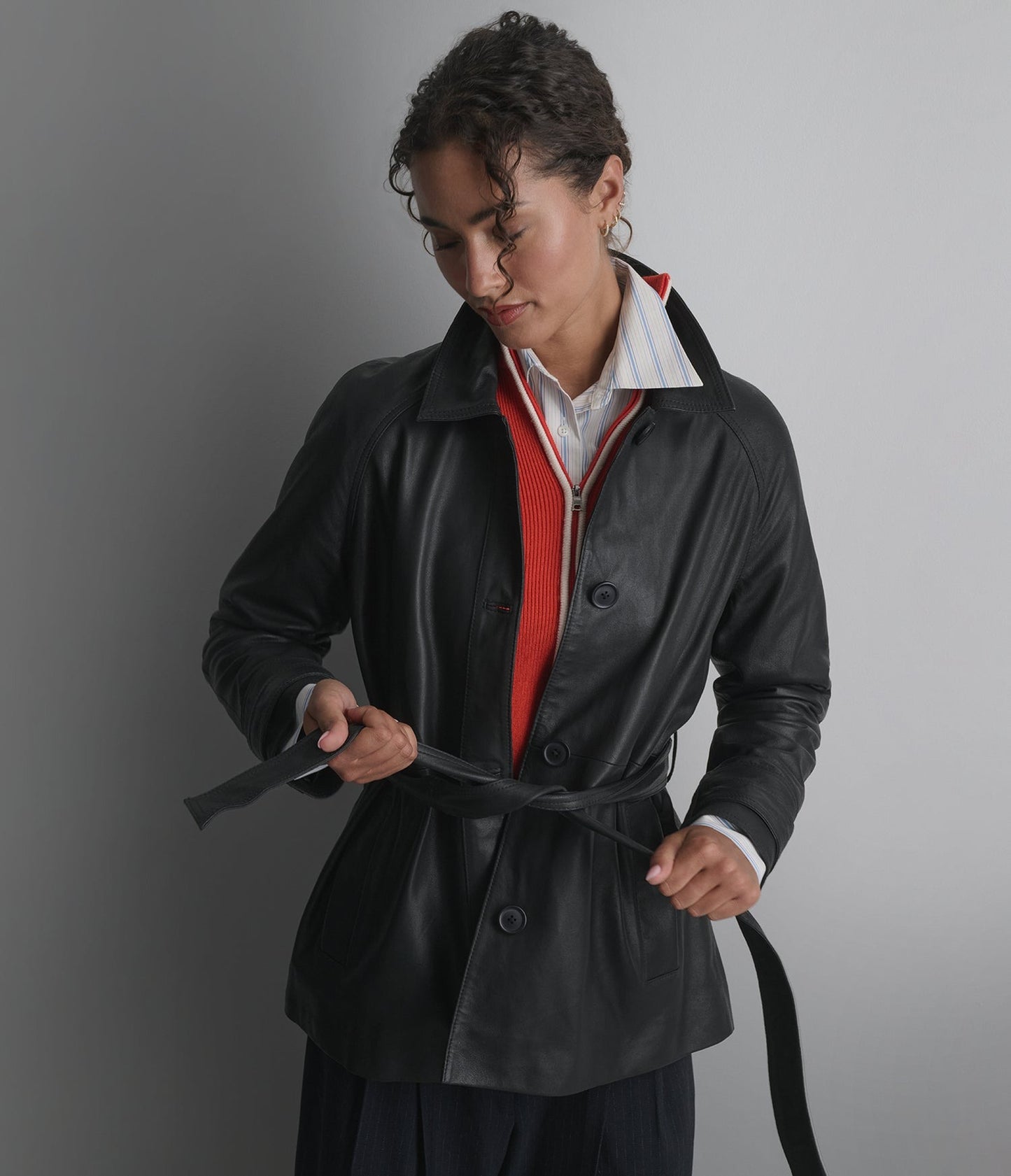 Women's Belted Black Leather Jacket -  Arcane Fox